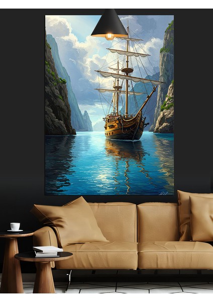 Denizde Seyreden Tarihi Yelkenli Gemi Dekoratif Kanvas - Mdf Ahşap Tablo fiyatları