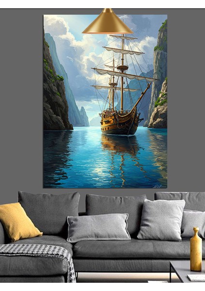 Denizde Seyreden Tarihi Yelkenli Gemi Dekoratif Kanvas - Mdf Ahşap Tablo modelleri