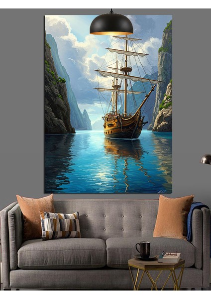 Denizde Seyreden Tarihi Yelkenli Gemi Dekoratif Kanvas - Mdf Ahşap Tablo indirimleri
