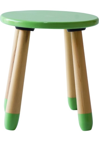 Doğal Ahşap Renkli Çocuk Tabure (Yeşil) fiyatları