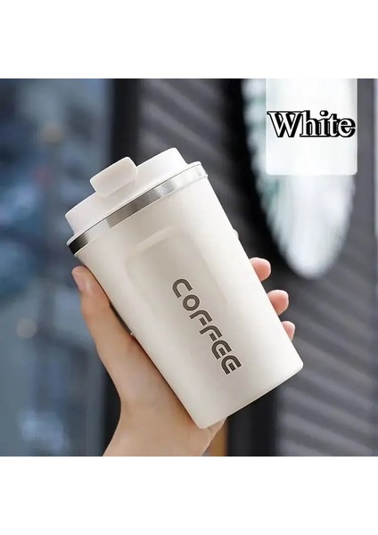380ML/510ML Paslanmaz Çelik Kahve Fincanı Seyahat Termal Kupa Sızdırmaz Termos Şişe Çayı Kahve Kupa Vakum Şişesi Yalıtımlı Fincanlık: 380ML/RENK: Beyaz (Yurt Dışından)