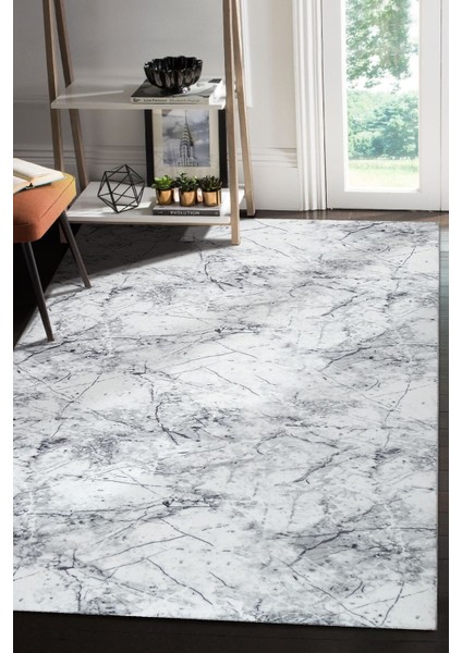 Silvia Makinada Yıkanabilir Dayanıklı Kaymaz Taban Antialerjik Halı Gri-Beyaz-Siyah fırsatları