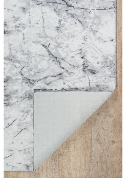 Silvia Makinada Yıkanabilir Dayanıklı Kaymaz Taban Antialerjik Halı Gri-Beyaz-Siyah indirimleri