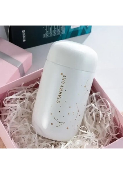 Termos Şişe Yıldızlı Gökyüzü Mini Kapasiteli Sızdır Köpek Kahve Pasalı Çelik Vakum Şişesi 200ML Su Şişesi Kahve Cupcapacity: 200ML/RENK: Siyah (Yurt Dışından)