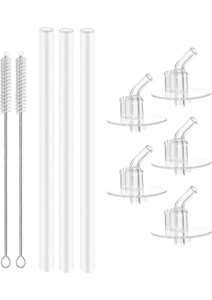 3 Yedek Silikon Pipetler 5 Sippy Spout Seti Çocuklar Için 2 Temizleme Fırçası Yetişkinler Termos Kupası Besleme Şişeleri Renk: No. (Yurt Dışından)
