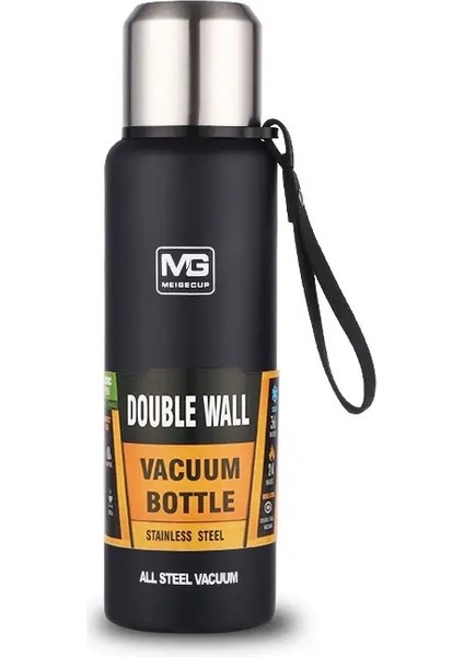 Üstürler Büyük Kapasiteli Paslanmaz Çelik Termos Taşınabilir Vakum Şişesi Izli Halat Termo Şişesi 500/700/1000/1500ML Kapasite: 500ML/RENK: Siyah (Yurt Dışından)