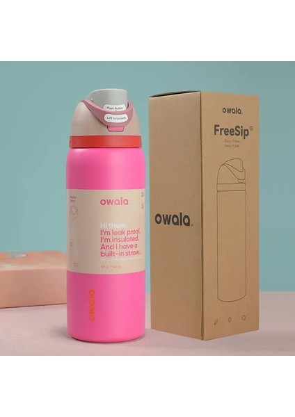 Owala Fincan Vakum Şişeleri Termoslar Su Şişesi Içecek Takımı Termo Dak Paslanmaz Çelik Termal Kupa Orijinal Soğuk Sıcak Kahve Kapasitesi: 32OZ (945ML)/RENK: Kırmızı (Yurt Dışından)