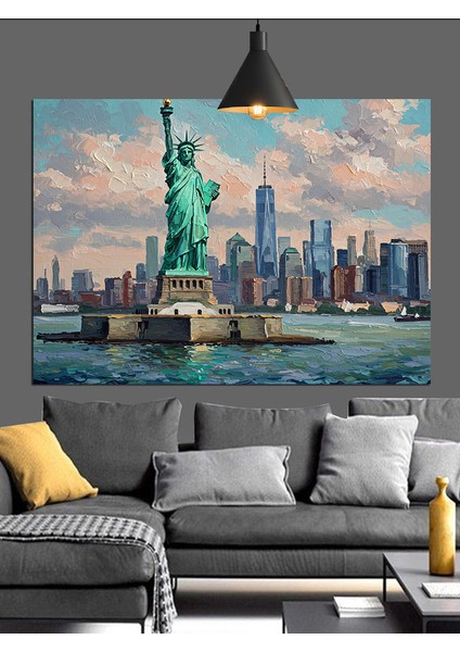 New York Özgürlük Heykeli Şehir Dekoratif Kanvas - Mdf Ahşap Tablo modelleri