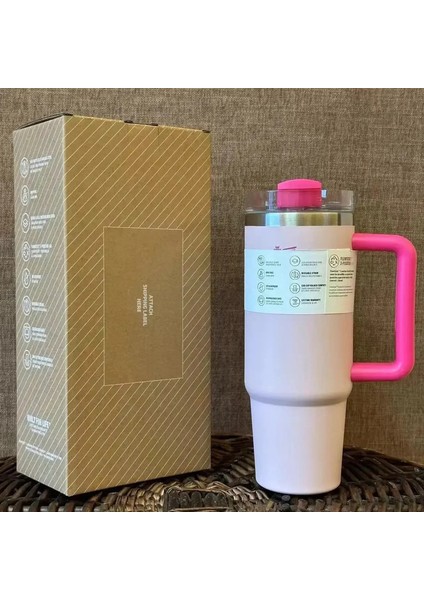 40OZ Vakum Yalıtımlı Araç Kupası Çift Duvar Termal Buzlu Seyahat Kupası ve Tumbler Saman Kapağı Paslanmaz Çelik Kapasite: 40OZ/RENK: 6 (Yurt Dışından)