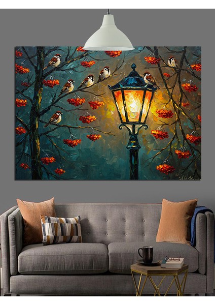 Sokak Lambası Sarı Fener Dekoratif Kanvas - Mdf Ahşap Tablo modelleri