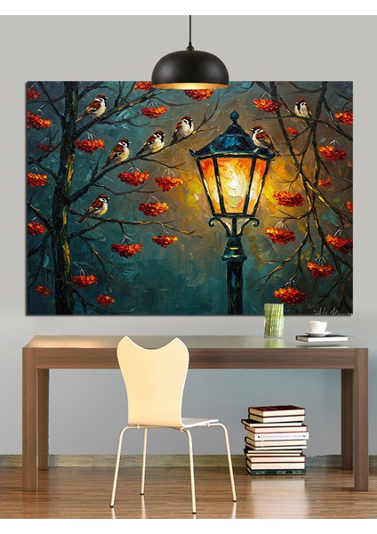 Sokak Lambası Sarı Fener Dekoratif Kanvas - Mdf Ahşap Tablo fırsatları