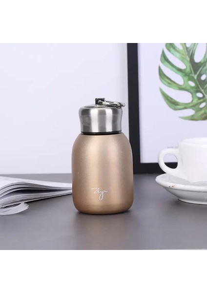 1pc 300ML Moda Mini Kahve Vakum Şişeler Güzel Paslanmaz Çelik Termos Taşınabilir Seyahat Su Şişesi Kapak Kurı Kapasite: 201-300ML/RENK: Altın (Yurt Dışından)