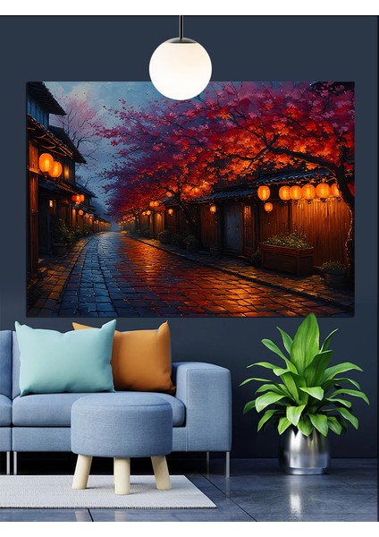 Gece Şehir Işık Yansıma Dekoratif Kanvas - Mdf Ahşap Tablo fiyatları