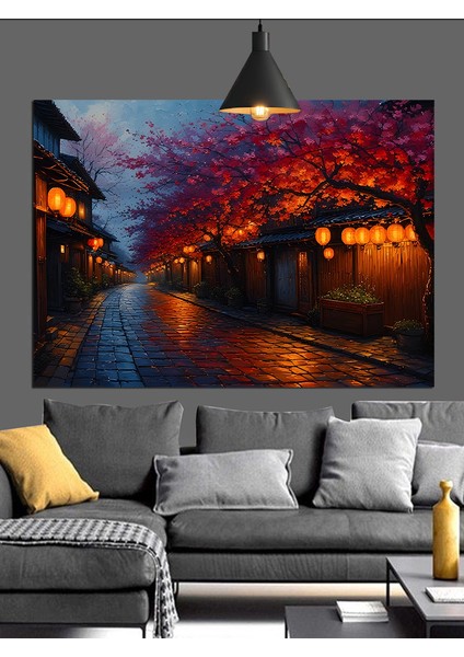 Gece Şehir Işık Yansıma Dekoratif Kanvas - Mdf Ahşap Tablo fırsatları