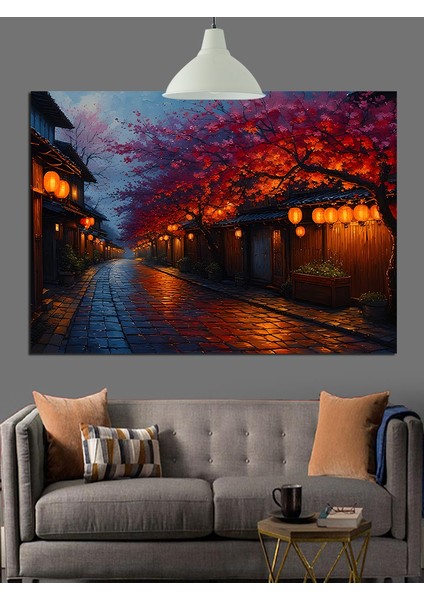 Gece Şehir Işık Yansıma Dekoratif Kanvas - Mdf Ahşap Tablo indirimleri