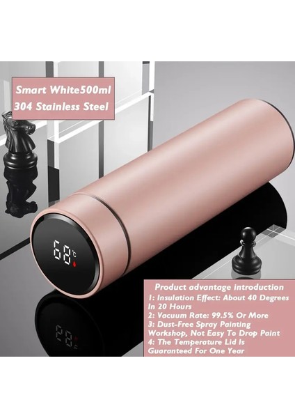 Akıllı Sıcaklık Ekran Vakum Yalıtımlı Paslanmaz Çelik Termos Kupası SUS304 24H Sıcak Soğuk Tutma Sızıntı Geçirmez Dokunmatik Ekran Kapasitesi: Sku Resim/renke Bakın: Akıllı Pembe (Yurt Dışından)