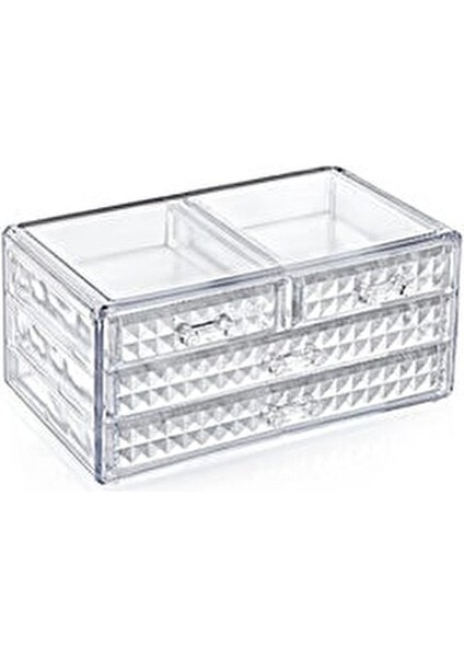 Diamond 4 Gözlü Organizer Şeffaf Renkli Kozmetik Ürünleri İçin Tozlanmayı Engeller fiyatları