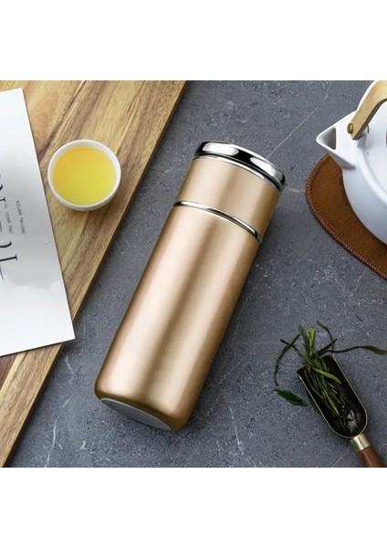 300ML/420ML Çift Paslanmaz Çelik 304 Çay Vakum Şişesi Filtre Sızıntılı Iş Stili Termos Kupa Termal Şişe Tumbler Kapasite: 300ML/RENK: Altın (Yurt Dışından)