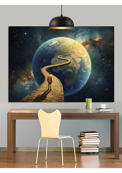 Dünyaya Yürüyen Yalnız Adam Dekoratif Kanvas - Mdf Ahşap Tablo indirimleri