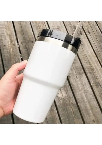 Yeni Son Starbuck Buz Kupası Araba Kupası 304 Paslanmaz Çelik Su Kupası 20OZ Büyük Kapasiteli Bira Kupası Yalıtım ve Soğutma Kapasitesi: 591ML/RENK: Beyaz (Yurt Dışından)