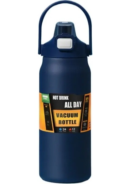 Taşınabilir 304 Paslanmaz Çelik Termal Kupa Tumbler Vakum Şenlikleri Soğuk ve Sıcak Spor Su Şişesi Saman Dış Mekan Termoscapacity: 800ML/RENK: Lacivert (Yurt Dışından)