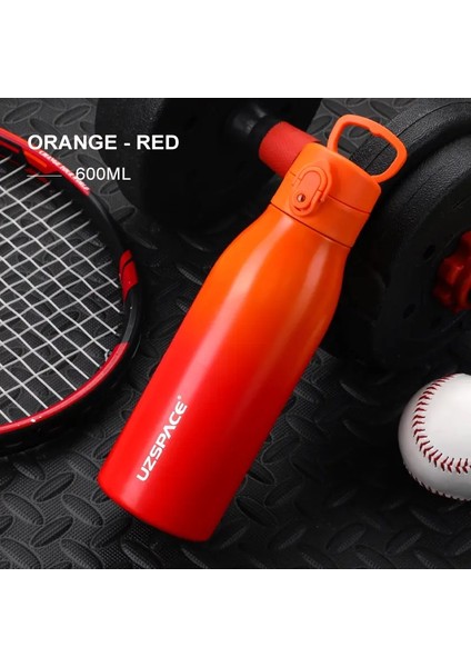 600/1000ML Termos Flask Çift Vakum 316 Paslanmaz Çelik Spor Şişeleri Kızlar Için Taşınabilir Sızdır Yalıp Soğuk ve Isı Kapasitesi Tutar: 600-1000ML/RENK: 600ML Turuncu-Kırmızı (Yurt Dışından)