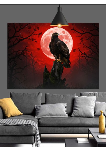 Kızıl Ay Kara Kartal Dekoratif Kanvas - Mdf Ahşap Tablo fiyatları