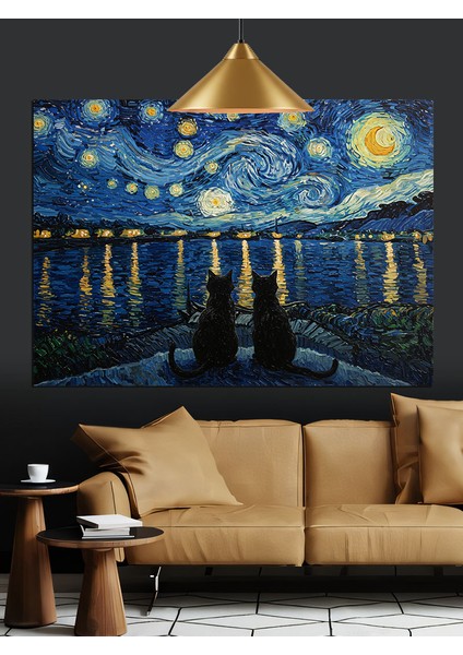 Van Gogh Yıldızlı Gece Dekoratif Kanvas - Mdf Ahşap Tablo fiyatları