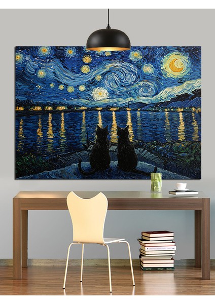 Van Gogh Yıldızlı Gece Dekoratif Kanvas - Mdf Ahşap Tablo indirimleri