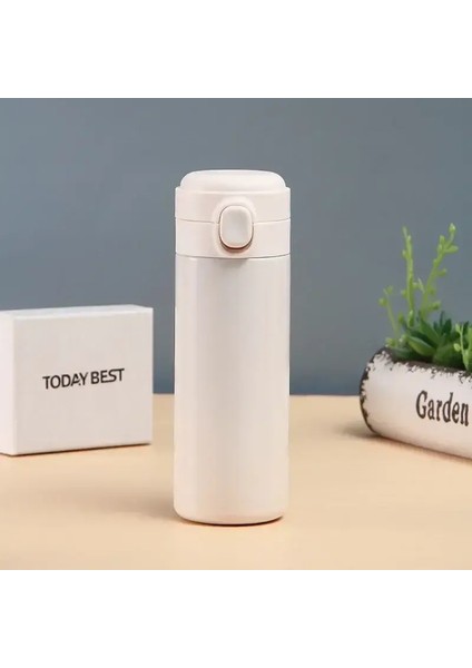 Akıllı Termos Kupa Mini Paslanmaz Çelik Termos Kupası Taşınabilir Sızıntı Düzeltısı Filtre Su Vakumlu Çay Kahve Şişesi Kupası Kapasite: 420ML/RENK: Beyaz (Yurt Dışından)