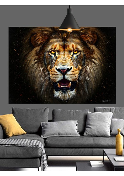 Aslan Kızgın Güçlü Dekoratif Kanvas - Mdf Ahşap Tablo fiyatları