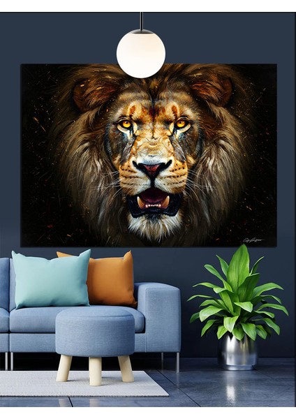 Aslan Kızgın Güçlü Dekoratif Kanvas - Mdf Ahşap Tablo indirimleri