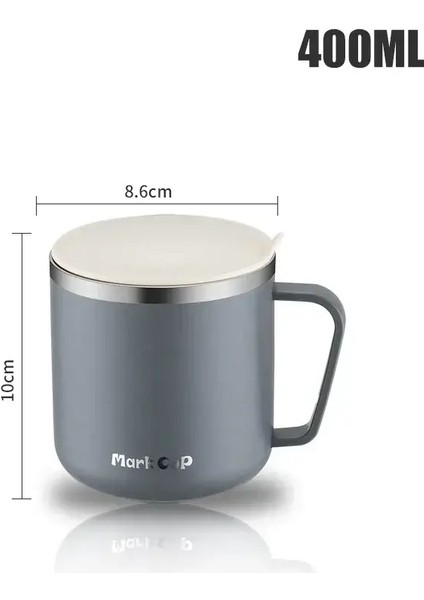 Yeni 304 Paslanmaz Çelik Kahve Kurı Taşınabilir Daklar Isı Yalıtım Anti-Fall Termos Kupa Kapak ve Sap Mugcapacity: 400ML/RENK: Gri (Yurt Dışından)