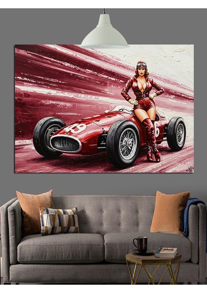 Kadın Klasik Araba Hız Dekoratif Kanvas - Mdf Ahşap Tablo