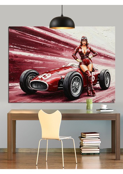 Kadın Klasik Araba Hız Dekoratif Kanvas - Mdf Ahşap Tablo fiyatları