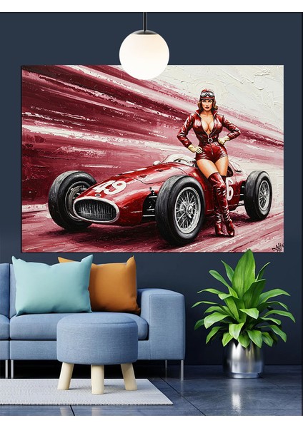 Kadın Klasik Araba Hız Dekoratif Kanvas - Mdf Ahşap Tablo modelleri