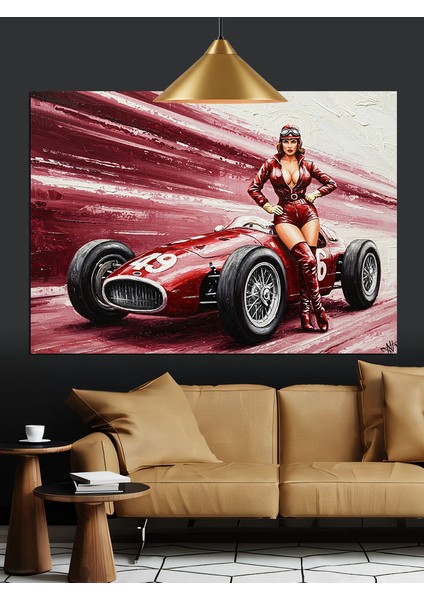 Kadın Klasik Araba Hız Dekoratif Kanvas - Mdf Ahşap Tablo fırsatları
