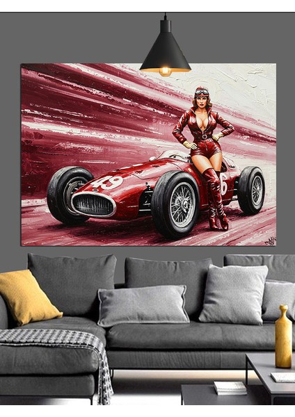 Kadın Klasik Araba Hız Dekoratif Kanvas - Mdf Ahşap Tablo indirimleri