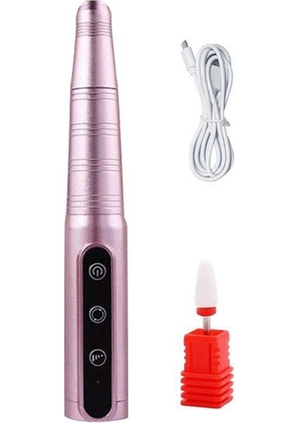 Profesyonel 26000RPM Kablosuz Tırnak Matkap Makinesi Şarj Edilebilir Taşınabilir USB Elektrikli Freze Çivi Salon Pembe (Yurt Dışından)