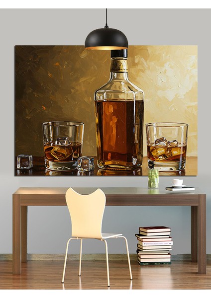 Viski Buz Bardak Dekoratif Kanvas - Mdf Ahşap Tablo modelleri