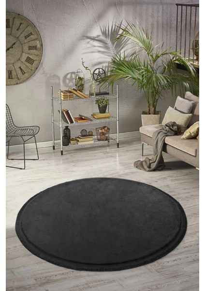 Yuvarlak Puffy Peluş Post , Ponpon Saçaklı Kaymaz Taban Halı 8 Renk