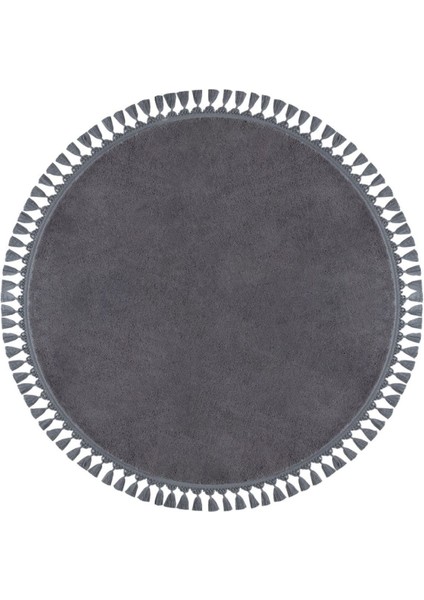 Yuvarlak Puffy Peluş Post , Ponpon Saçaklı Kaymaz Taban Halı 8 Renk