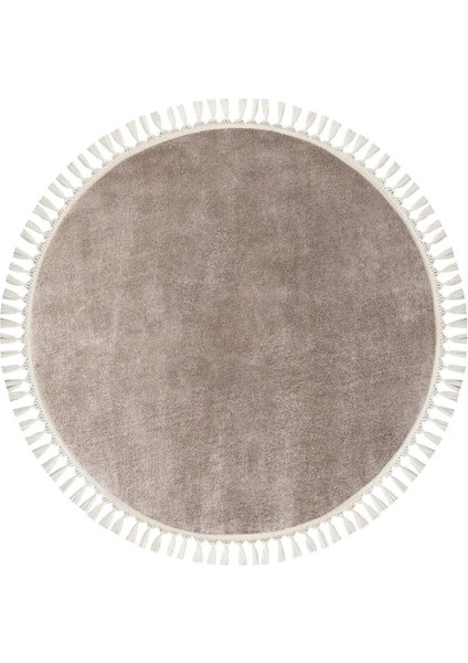 Yuvarlak Puffy Peluş Post , Ponpon Saçaklı Kaymaz Taban Halı 8 Renk