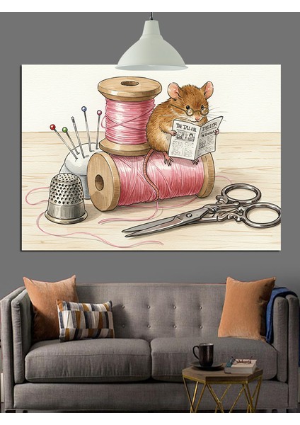 Dikiş Iğne Iplik Fare Dekoratif Kanvas - Mdf Ahşap Tablo fiyatları