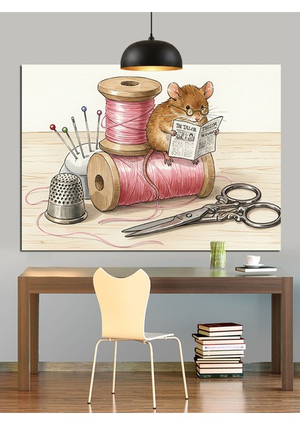 Dikiş Iğne Iplik Fare Dekoratif Kanvas - Mdf Ahşap Tablo modelleri