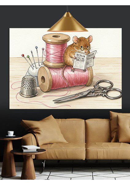 Dikiş Iğne Iplik Fare Dekoratif Kanvas - Mdf Ahşap Tablo indirimleri