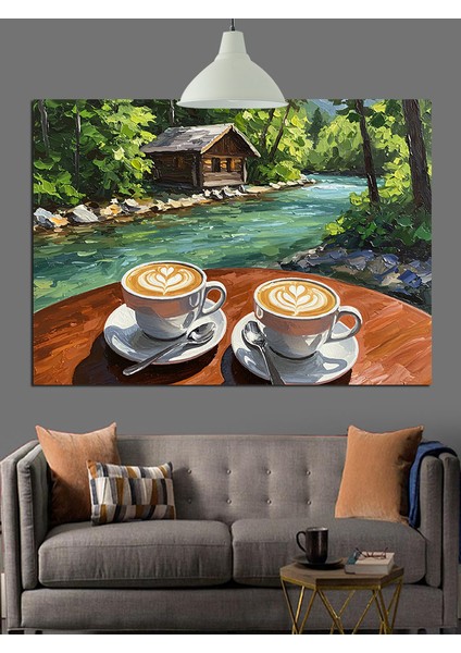 Kahve Fincan Doğa Manzara Dekoratif Kanvas - Mdf Ahşap Tablo modelleri