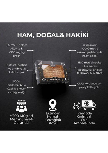600 Gr Hakiki Karakovan Balı | TA17.5+ | 900 Prolin | Erzincan - Kemah | Doğal Karakovan Balı fiyatları