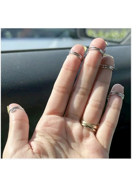 10 Parça Set Ladys Için Ince Tırnak Halkaları Günlük Parmak Ucu Koruyucu Kapak Modaya Uygun Yüzük Mücevher Si Kız Arkadaşı Gümüş (Yurt Dışından) indirimleri
