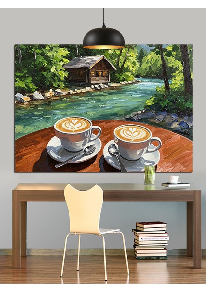 Kahve Fincan Doğa Manzara Dekoratif Kanvas - Mdf Ahşap Tablo fırsatları